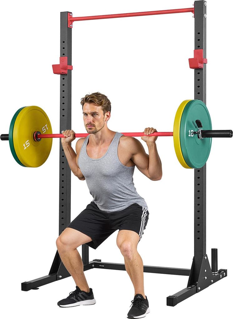 VEVOR Power Rack 362,87 kg Belastbar, multifunktionales Squat Rack für Heimfitnessstudio, Krafttrainingsgerät mit 28-fach verstellbaren J-Haken f...