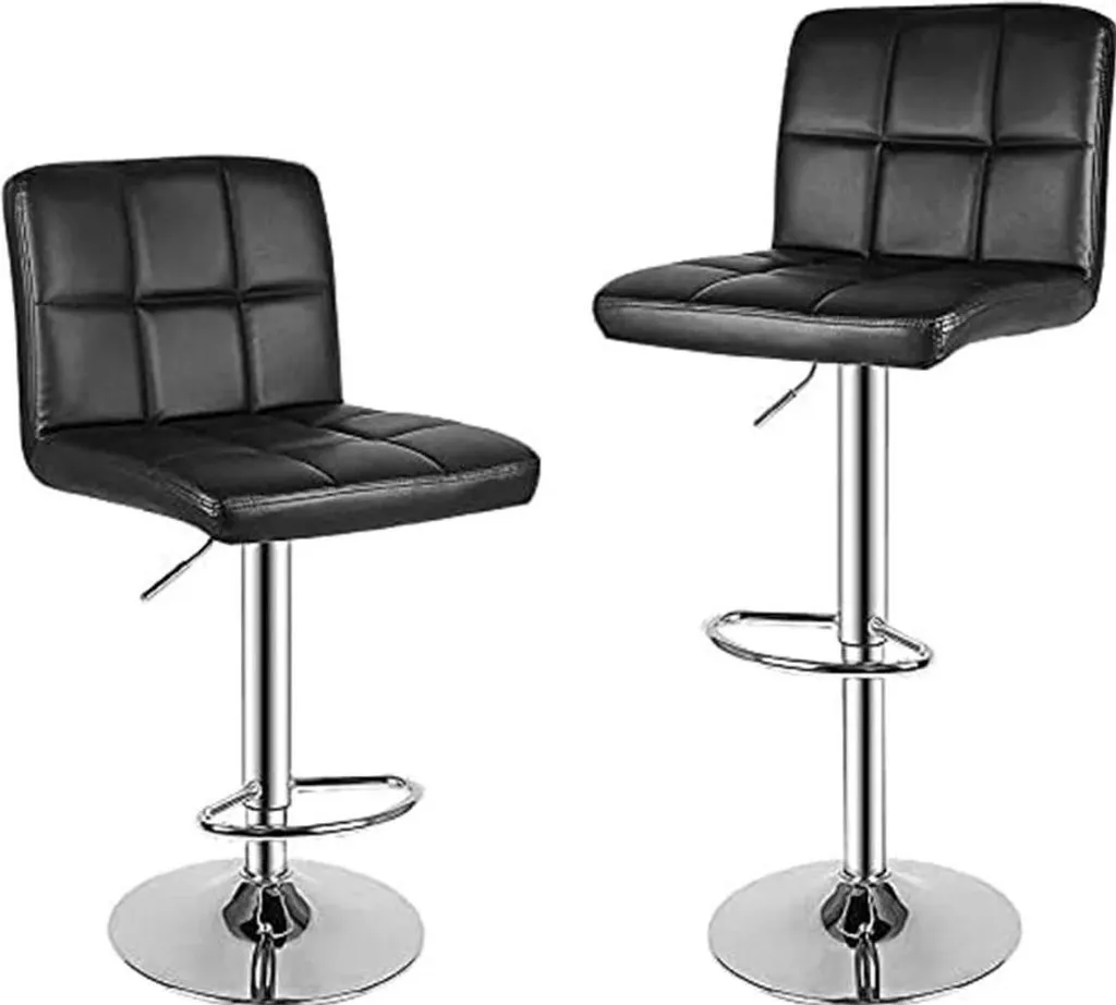 Tabouret de Bar Réglable en Hauteur 55-75cm Noir avec Assise Pivotante