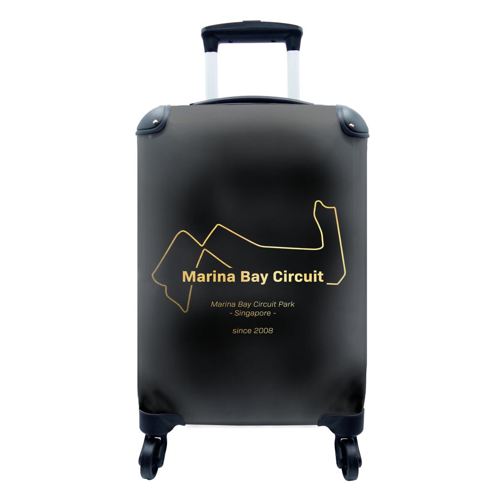 MuchoWow Koffer Handgepäck Trolley Rollkoffer Kleine Reisekoffer mit 4 Rollen - Singapur - Formel-1-Rennstrecke - Cabin Size < 55x40x23 cm & 55x...