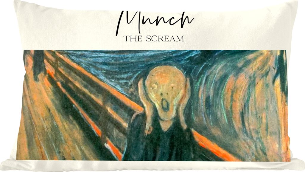 MuchoWow Zierkissen Sofakissen Wohnzimmer Dekokissen 50x30 cm Der Schrei - Munch - Alte Meister - Wohnzimmerdekoration - Polster mit Photo