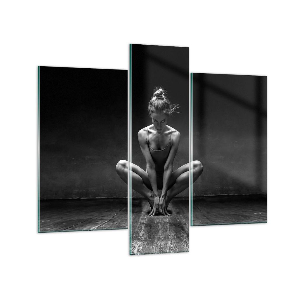 Bilder auf glas - 3 Teile - Tänzerin Frau Ballerina - 95x80cm - Glasbilder - Wandbilder - Bilder - zum Aufhängen bereit - Wanddekoration aus Glas...