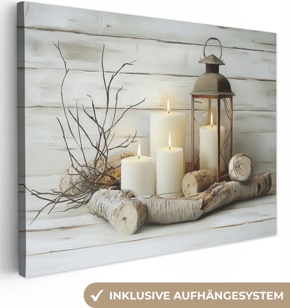 Leinwand Bilder 80x60 cm - Natur - Kerzen - Weiß, Produktbild 