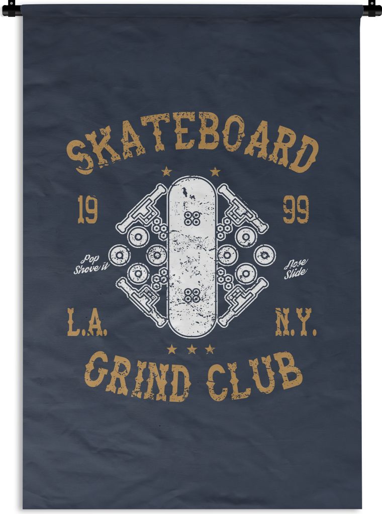 MuchoWow Wandteppich Wandbehang Skateboard - Retro - Zitat 90x135 cm Tapisserie Dekoration Wandtuch - Baumwolle - Wandskulptur