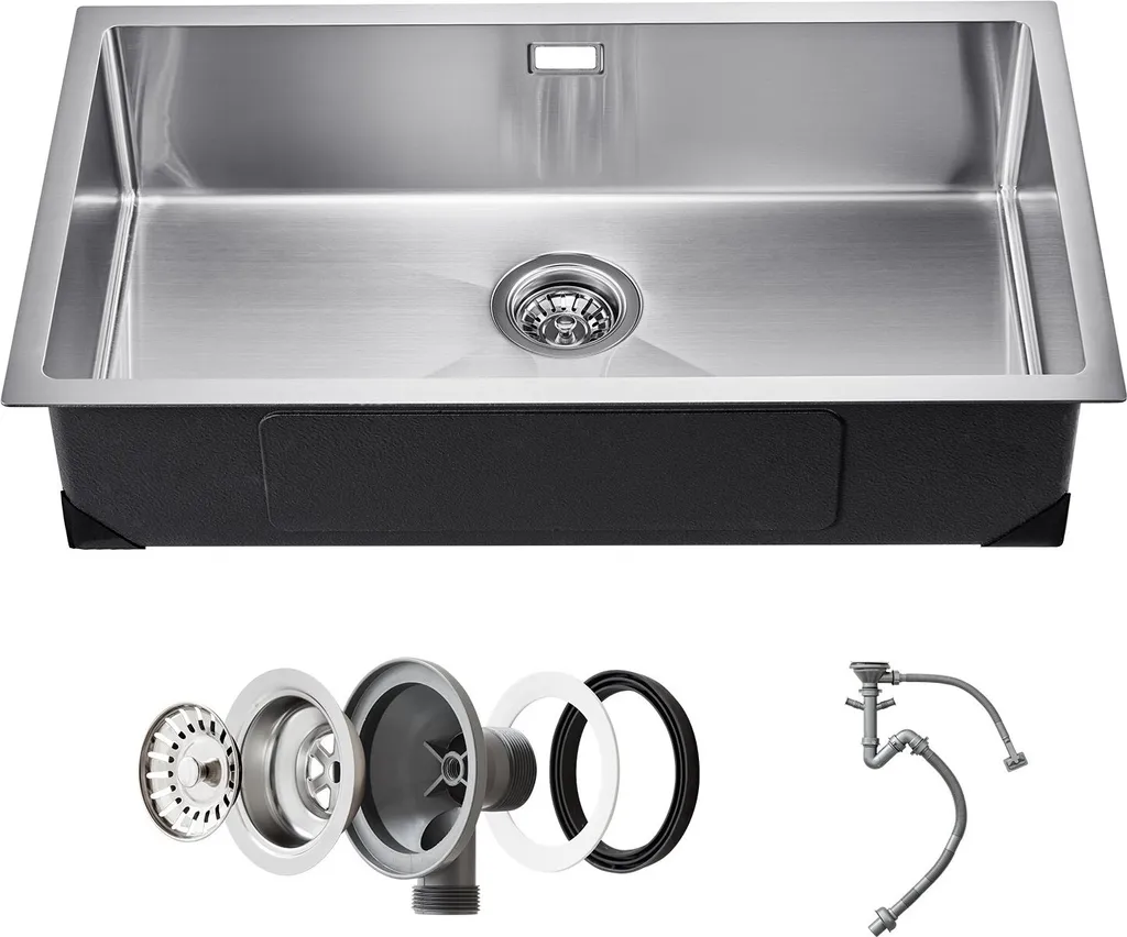Lavello Cucina Design 76cm Acciaio Inox - Eleganza Sottopiano
