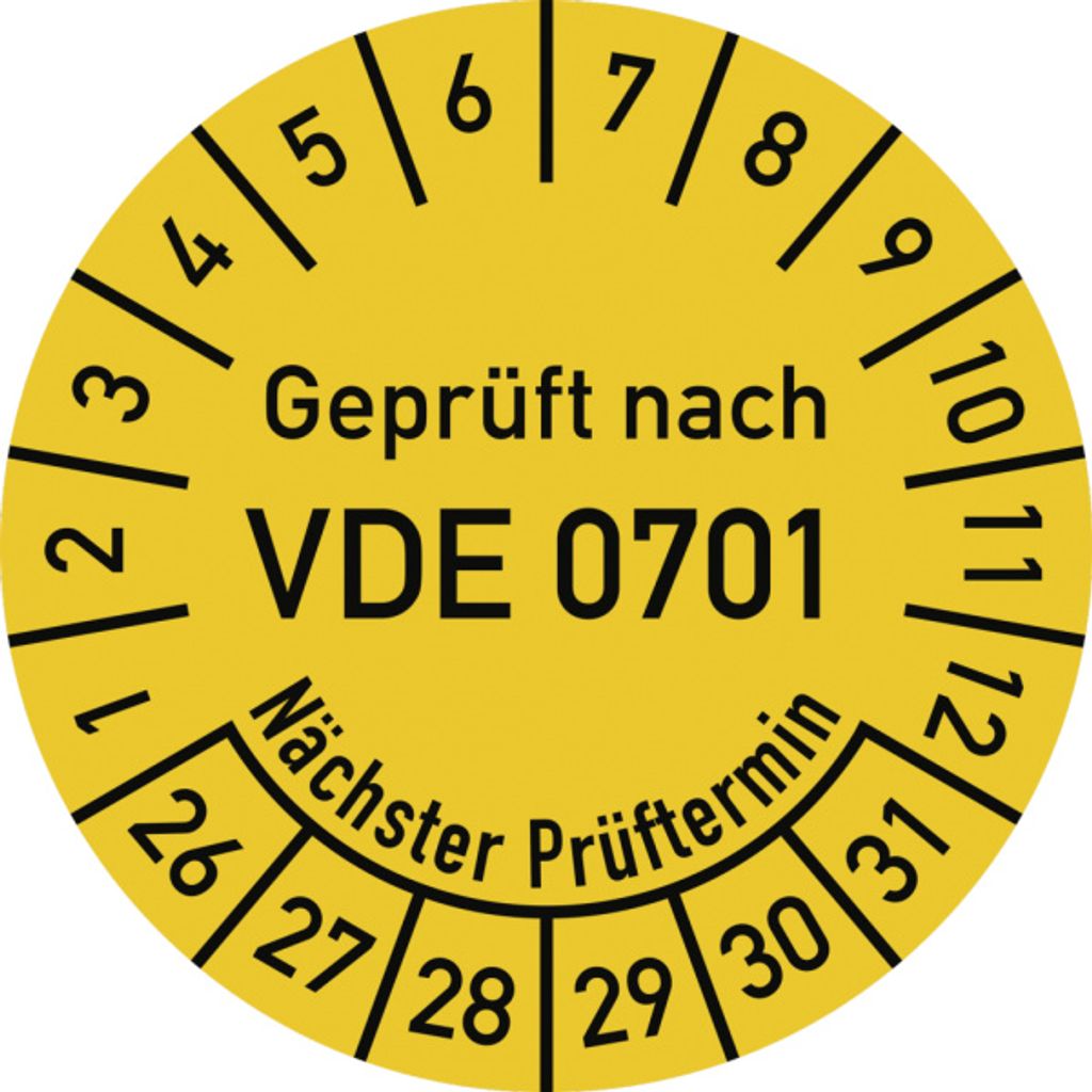 Dreifke Prüfplakette VDE 0701 Nächster Prüft., 2026-2031, Folie, Ø 30mm, 10 ...
