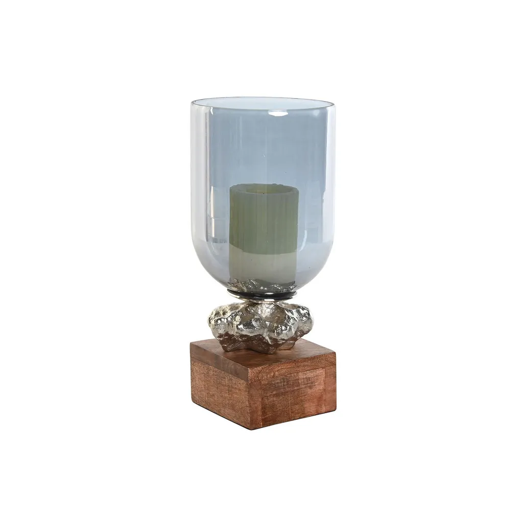 Bougeoir en cristal et métal argenté 38cm pour décoration de table