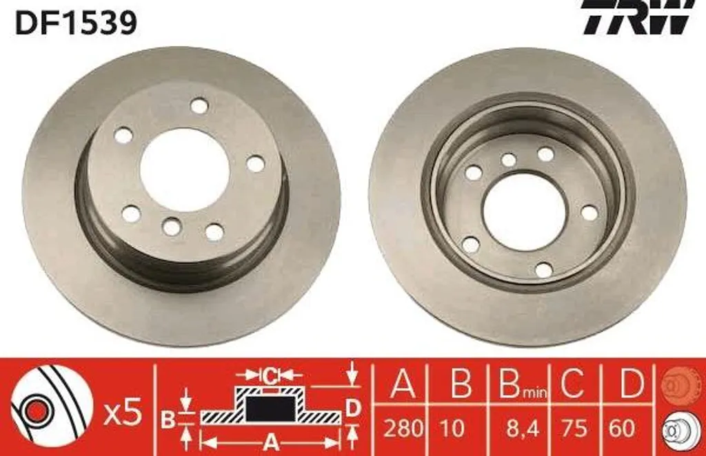 Disque de frein ventilé avant pour BMW Série 3 E36 E46 TRW DF1539