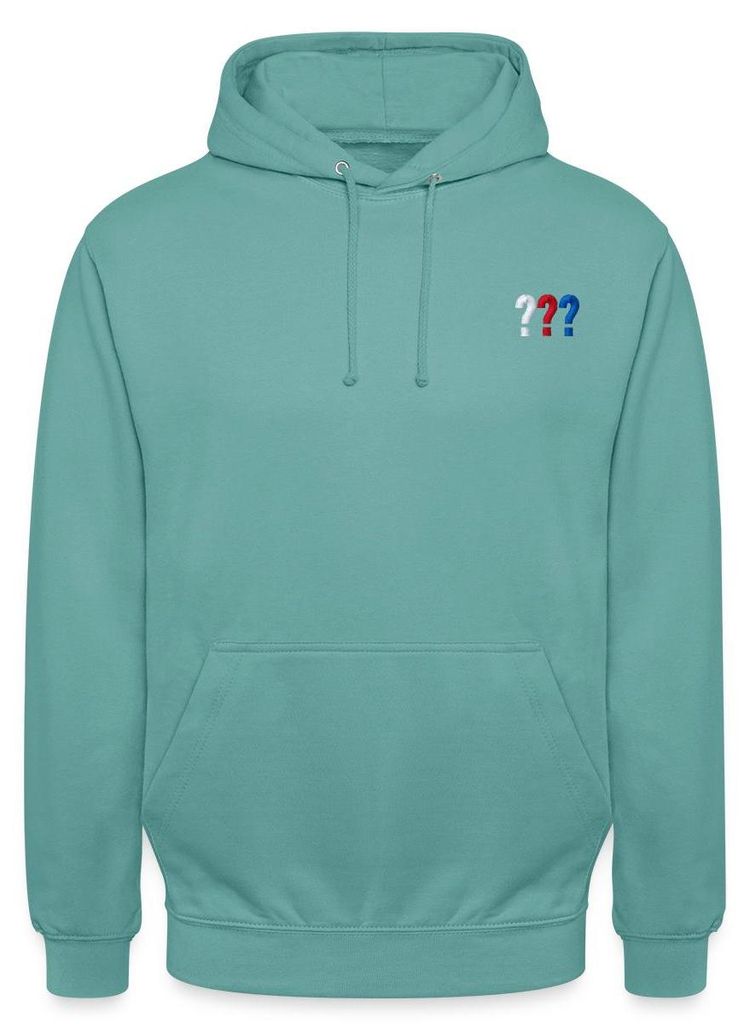 Spreadshirt Die Drei Fragezeichen Logo Stickerei Uni Hoodie, M, Pastelltürkis