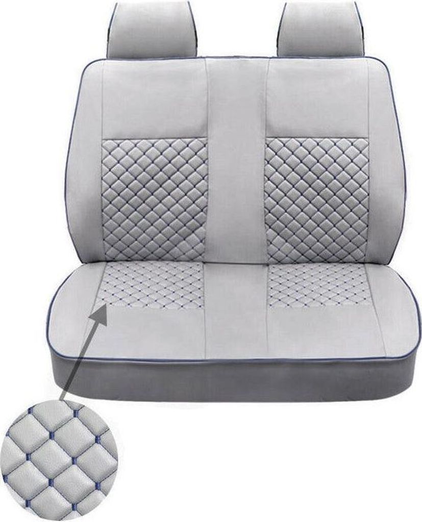 Sitzbezüge Schonbezüge für VW T5 T6 Caravelle Kunstleder Grau Blau 1tlg