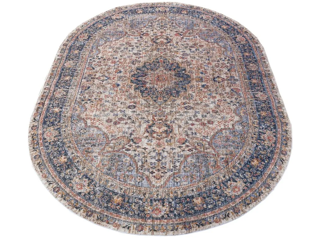 Tapis d'intérieur ovale 200x290 cm FRANCO beige et bleu - Grand format