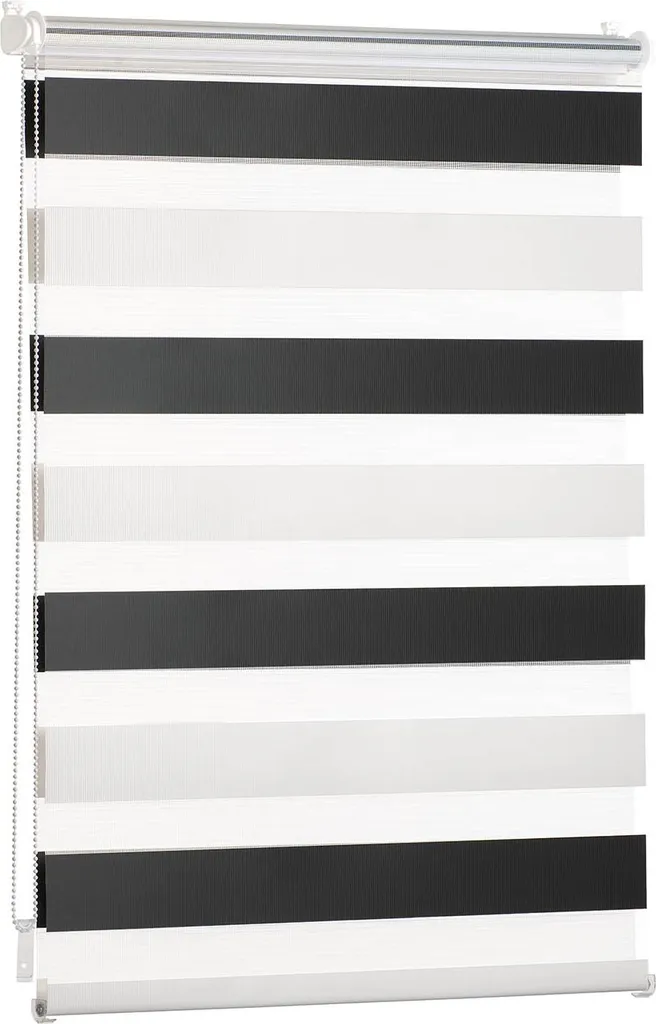 Store Enrouleur pour Fenêtre sans Percer 120 x 155 cm Noir et Blanc