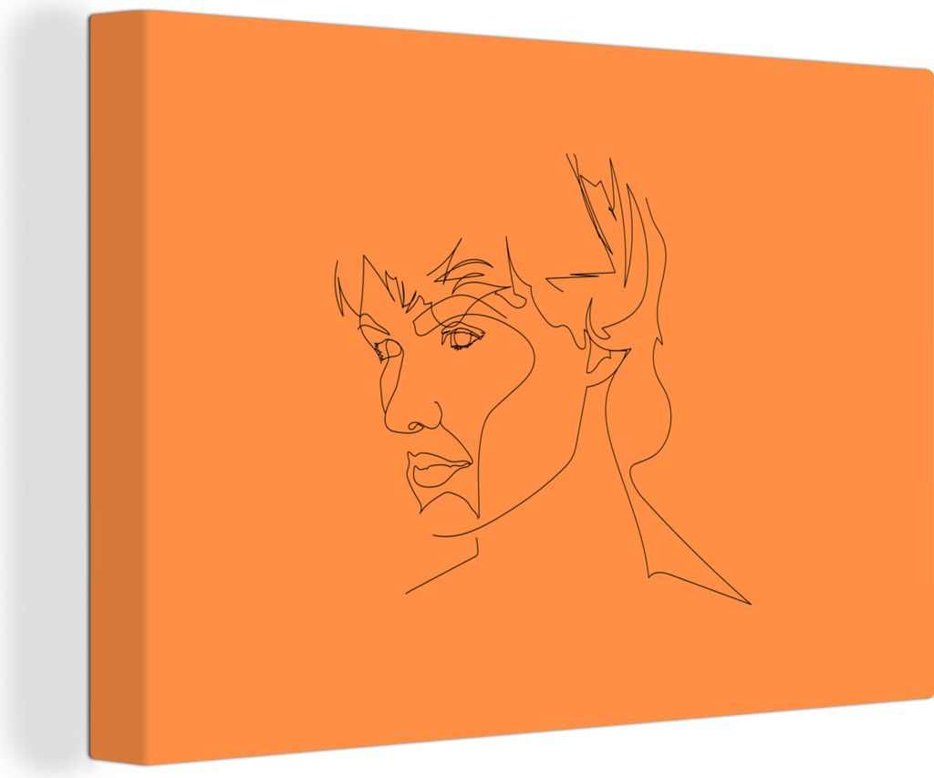 OneMillionCanvasses - Leinwandbilder - 140x90 cm, Mann - Strichzeichnung - Kopf, Wandbilder Kunstdruck Wanddekoration - Foto auf Leinwand - Gemä...