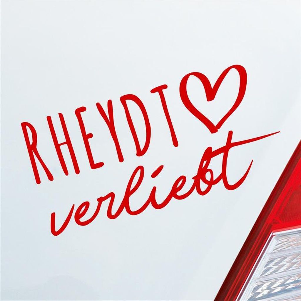 Auto Aufkleber Rheydt verliebt Herz Stadt Heimat Liebe Car 19x10 cm Rot Sticker Heckscheibenaufkleber