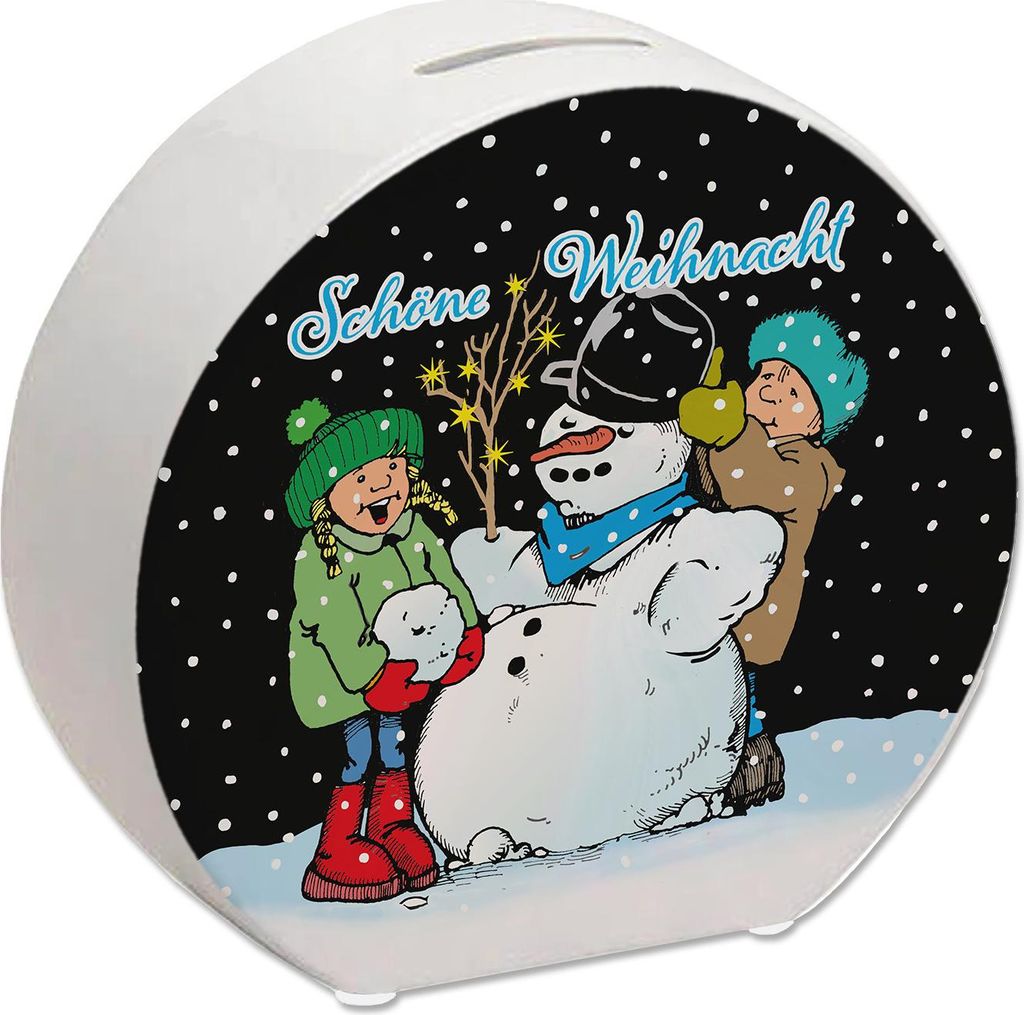 Schneemann Spardose mit Spruch: Frohe Weihnacht
