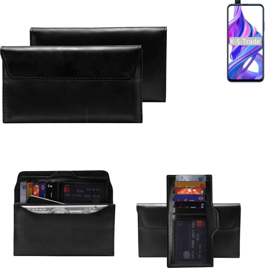 K-S-Trade Handy Hülle kompatibel mit Huawei Honor 9X Schutz Hülle Tasche Schutz Case Handytasche Kunstleder schwarz, 1x