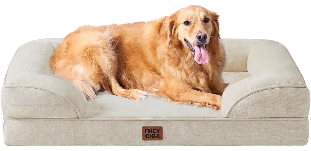 Orthopädisches Hundebett XL 112x81cm Memory Foam, Beige, Produktbild 