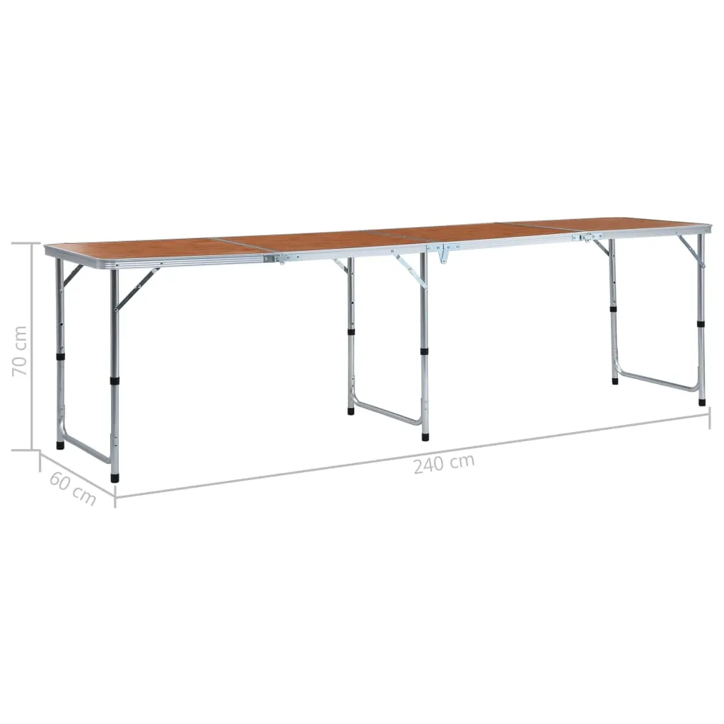 Table de camping pliante en aluminium légère et stable 240 cm