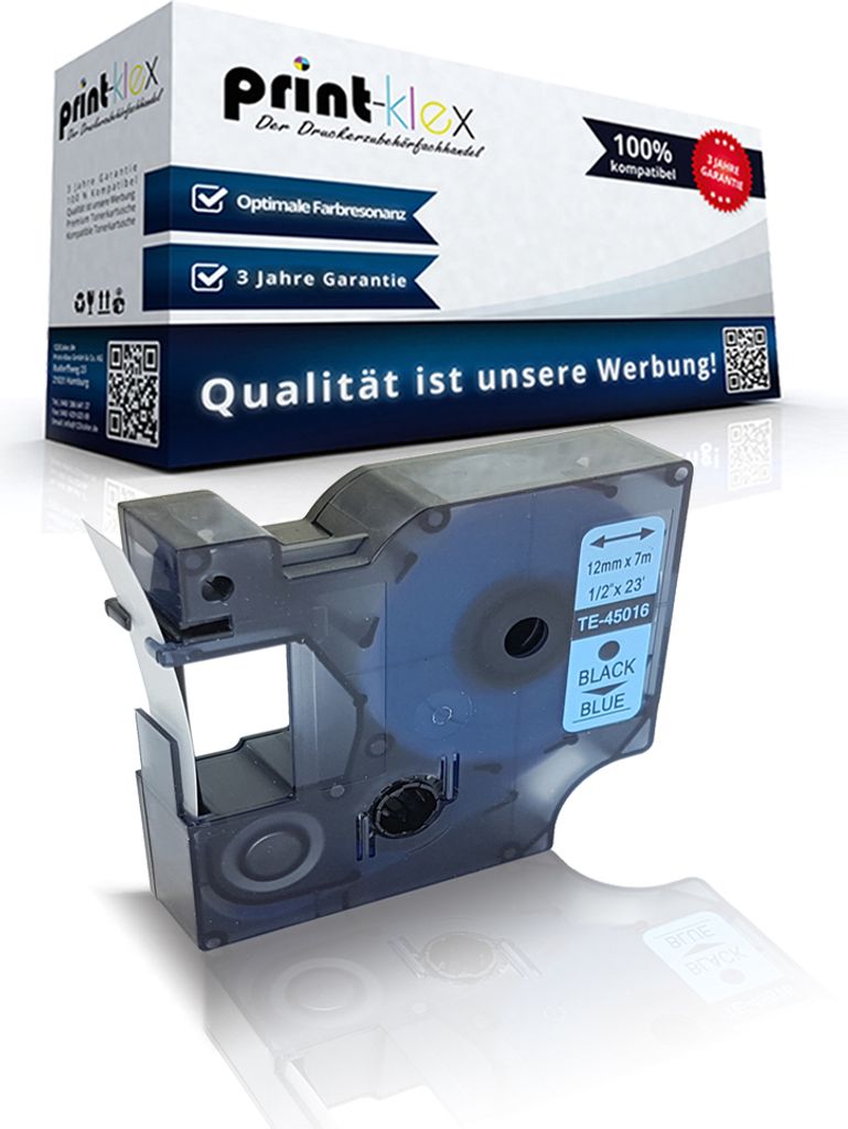 Kompatibles Schriftband für Dymo D1 45016 Labelmanager 450 Labelmanager 450 D Labelmanager 450 Series Labelmanager 500 TS S0720540 7mx12mm schwarz...