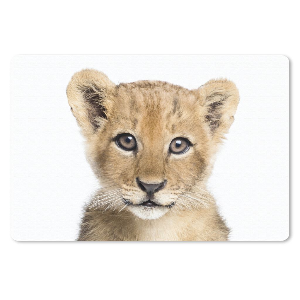 MuchoWow Schreibtischunterlage Löwe - Tiere - Natur - Weiß 60x40 cm - XXL Mauspad - Großes Mauspad