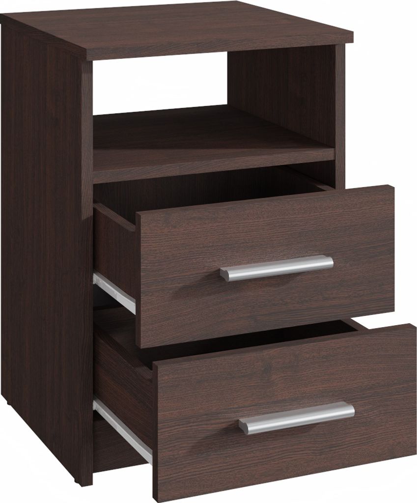 MATKAM Nachttisch in klassischer Optik | H/B/T 58,5 x 40 x 35 cm, mit zwei Schubladen und einem offenen Ablagefach| In verschiedenen Ausführungen ...