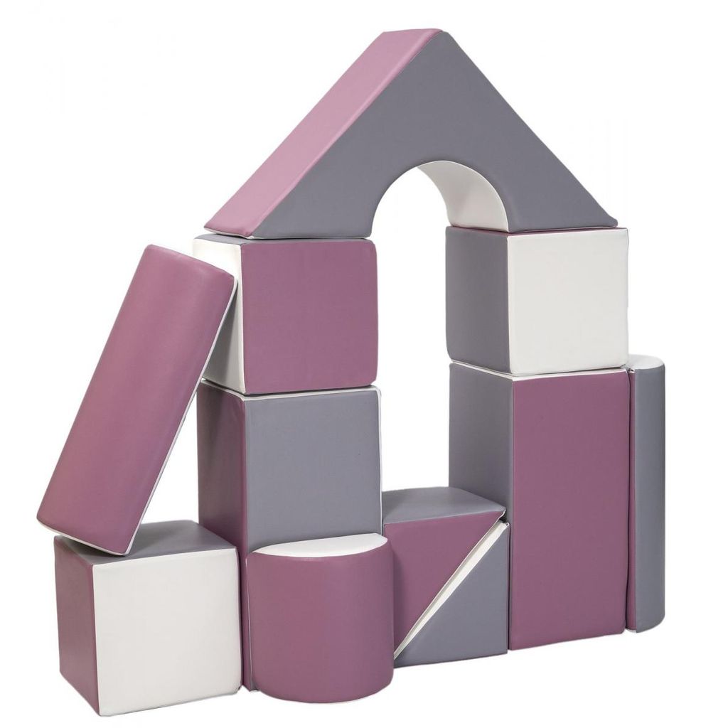 Set aus 11 weißen, grauen und violetten Schaumstoffblöcken