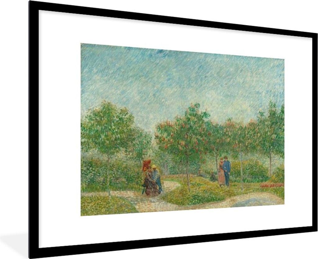 MuchoWow MuchoWow Gerahmtes Poster Garten mit Liebenden - Vincent van Gogh 90x60 cm - Poster mit zchwarzem Bilderrahmen - Wanddekoration - Fotos