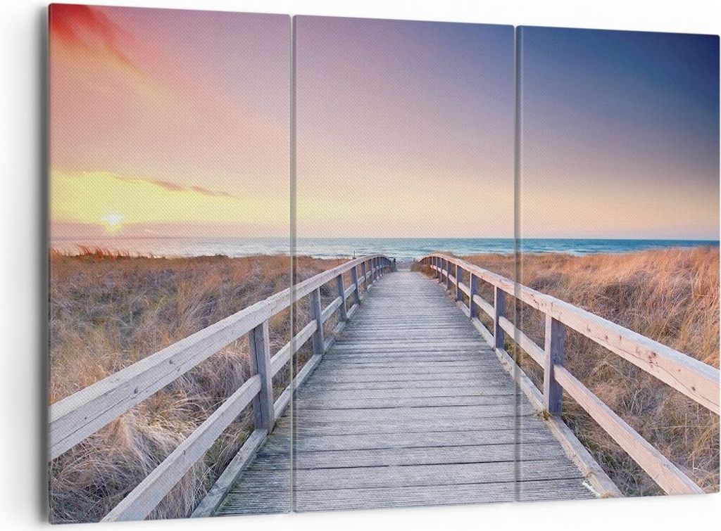 Bild auf Leinwand - Leinwandbild - 3 Teile - Weg Meer Brücke - 165x110cm - Wand Bild - Wanddeko - Wandbilder - Leinwanddruck - Bilder - Wanddekora...