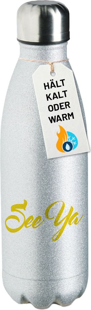 Huuraa Trinkflasche See Ya Spruch 500ml Silver Edelstahl Wasserflasche Trinkflasche Geschenkidee