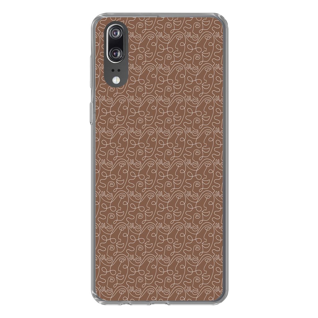 MuchoWow Handyhülle Schutzhülle Hülle für Huawei P20 Gesicht - Muster - Abstrakt Silikon Softcase Handy Hülle - Hardcover