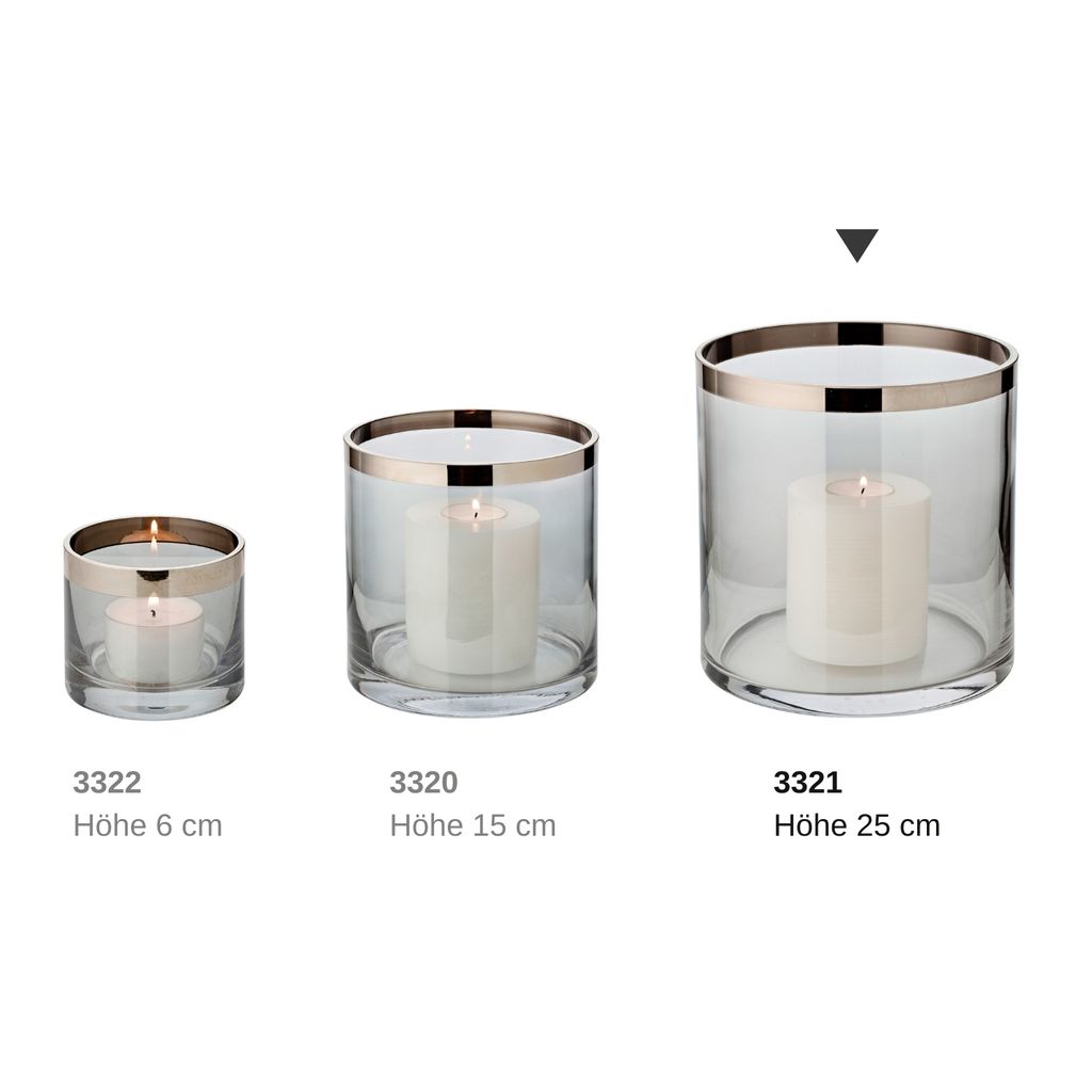 Windlicht Zeus (H 25 cm, ø 18 cm), dunkles Kristallglas mit Produktbild 2