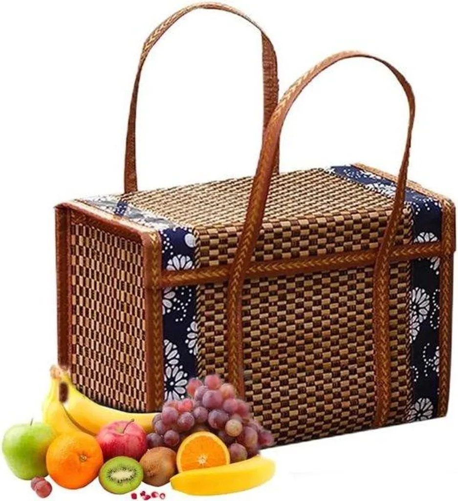 Panier pour déjeuner sur l'herbe et sorties plein air en bambou tressé