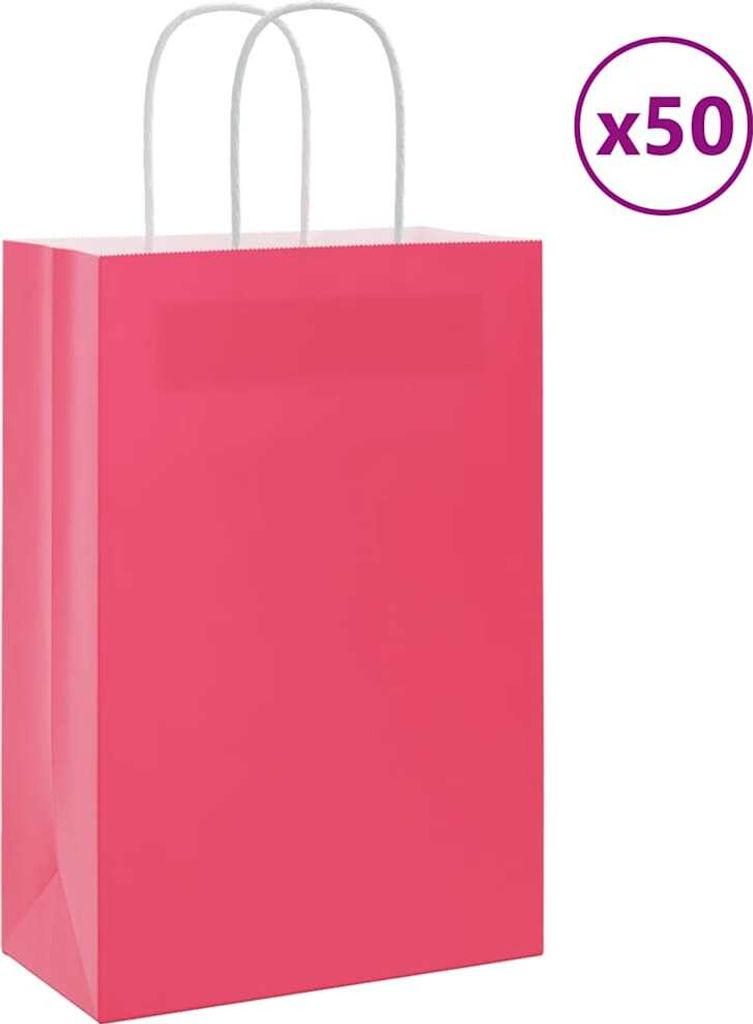"2026 Promotion" Papiertragetaschen 50 Stk. - Hohe Qualität - mit Henkeln Rosa 21x11x31 cm - Papiertüten CC25346