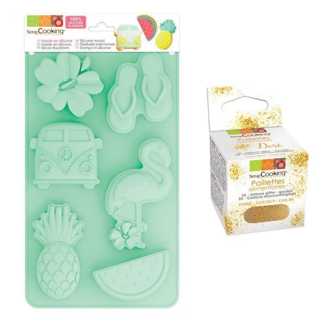 Kuchenförmchen aus Silikon Sommer + Goldene lebensmittelglitzer