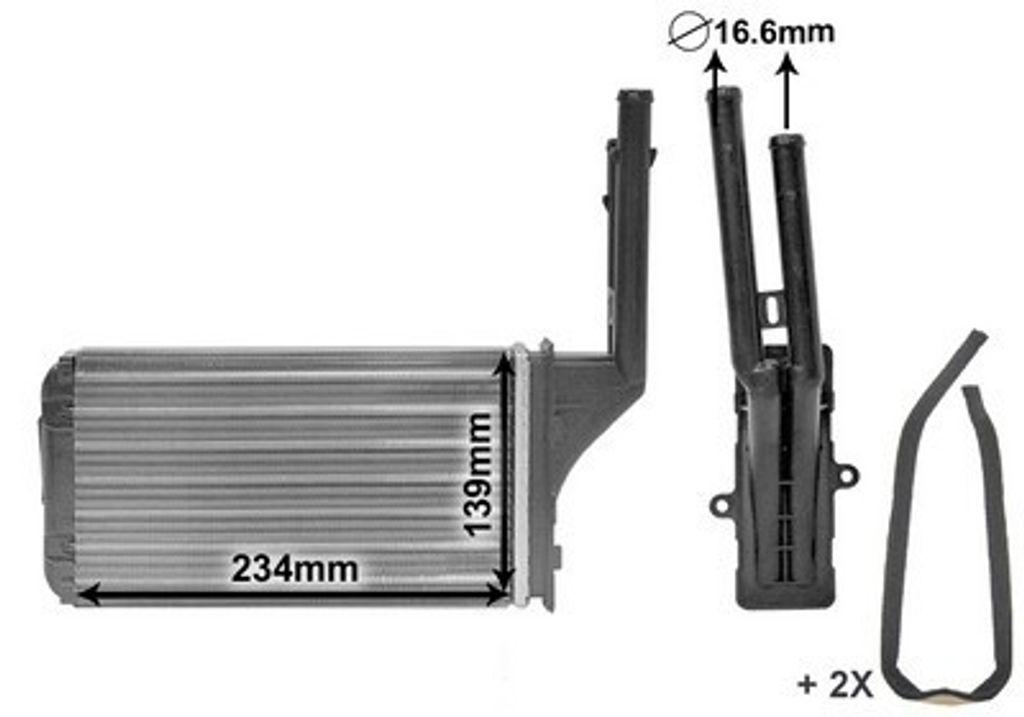 VAN WEZEL 40006049 Wärmetauscher Innenraumheizung Kühler passend für PEUGEOT 106 II Schrägheck (1A, 1C) 106 I (1A, 1C) für CITROËN SAXO (S0, S1)