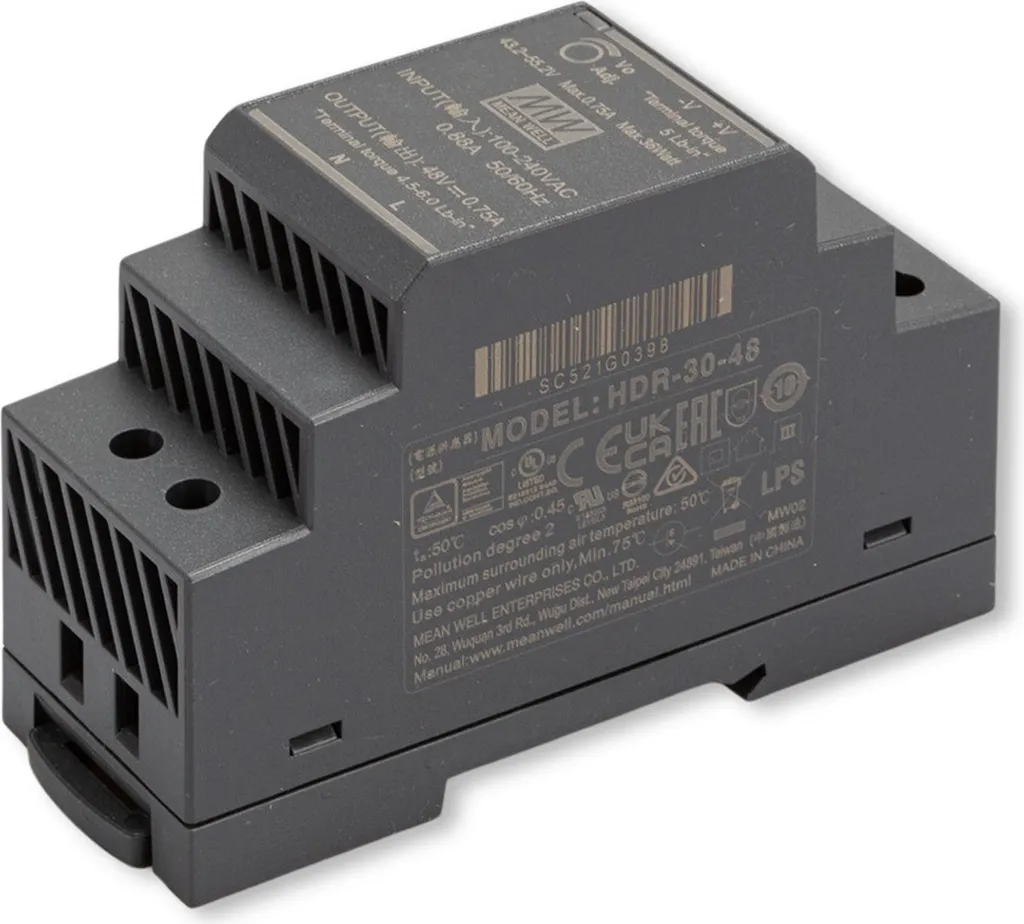 Alimentation à découpage Rail DIN HDR-30 48V 0.75A pour Tableau Électrique