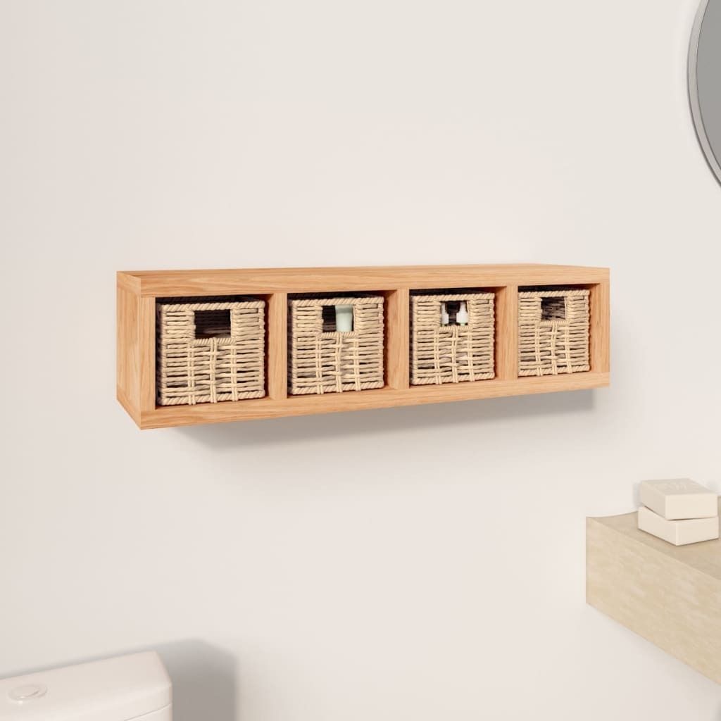 "im Angebot" Wandregal mit Körben 62x18x16 cm Massivholz Nussbaum - Wandregale CC15910