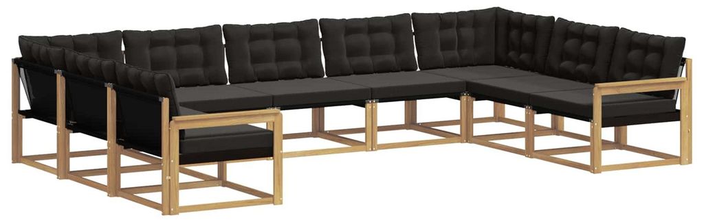 vidaXL Outdoor-Sofagarnitur mit Kissen 9 pcs Weiß und Schwarz