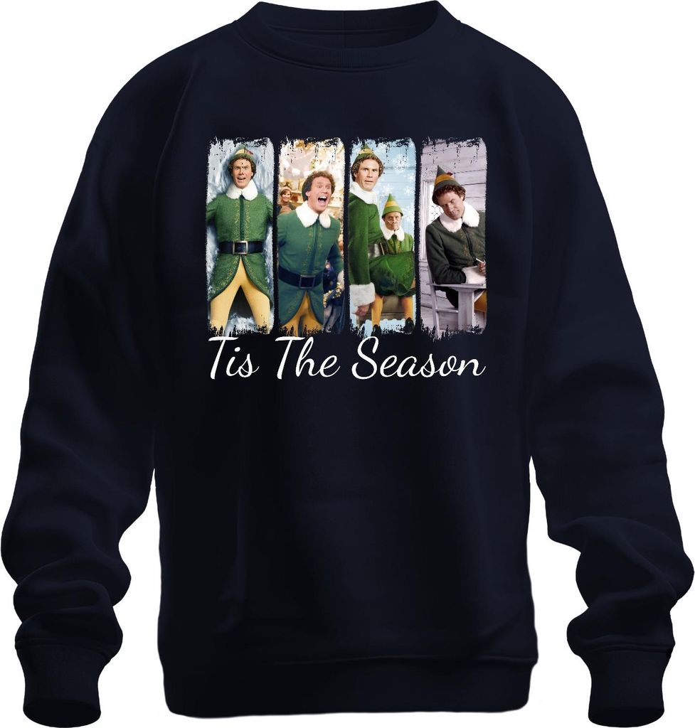 Tis The Season Buddy Elf Weihnachten lustig Geschenk Retro Film Uni Sweatshirt Pullover, Navy, S