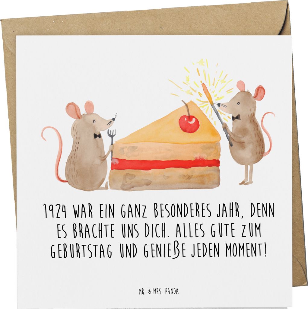 Mr. & Mrs. Panda Grußkarte 1924 Geburtstag - Weiß - Geschenk, Alter, Geburtstagsjahr, faltkarte, individuelle Geschenke, besondere, Geburtstagsü...