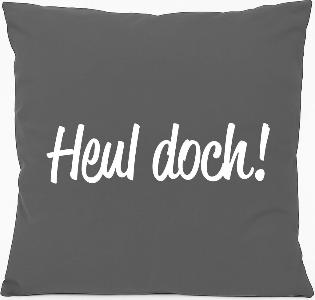 Huuraa Sofakissen Heul doch Schriftzug Geschenk 40x40cm mit Füllung Steel Grey Baumwolle Heul doch Mitbringsel