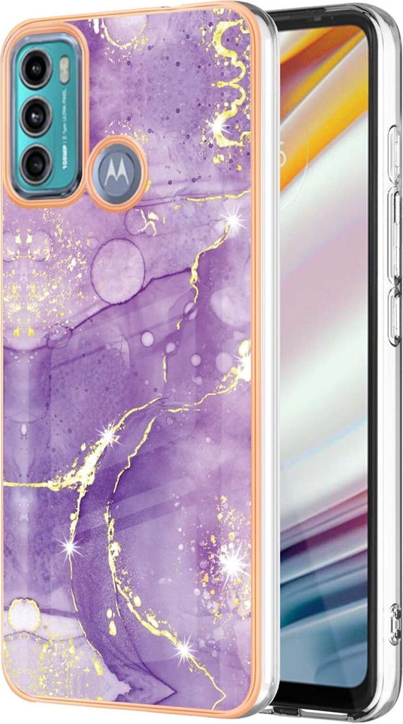 Moto G60 / G40 Fusion Case, WindCase Marble Pattern Hybrid Hard Back Weich TPU Bumper Protective Case Cover for Motorola Moto G60 / G40 Fusion Lila