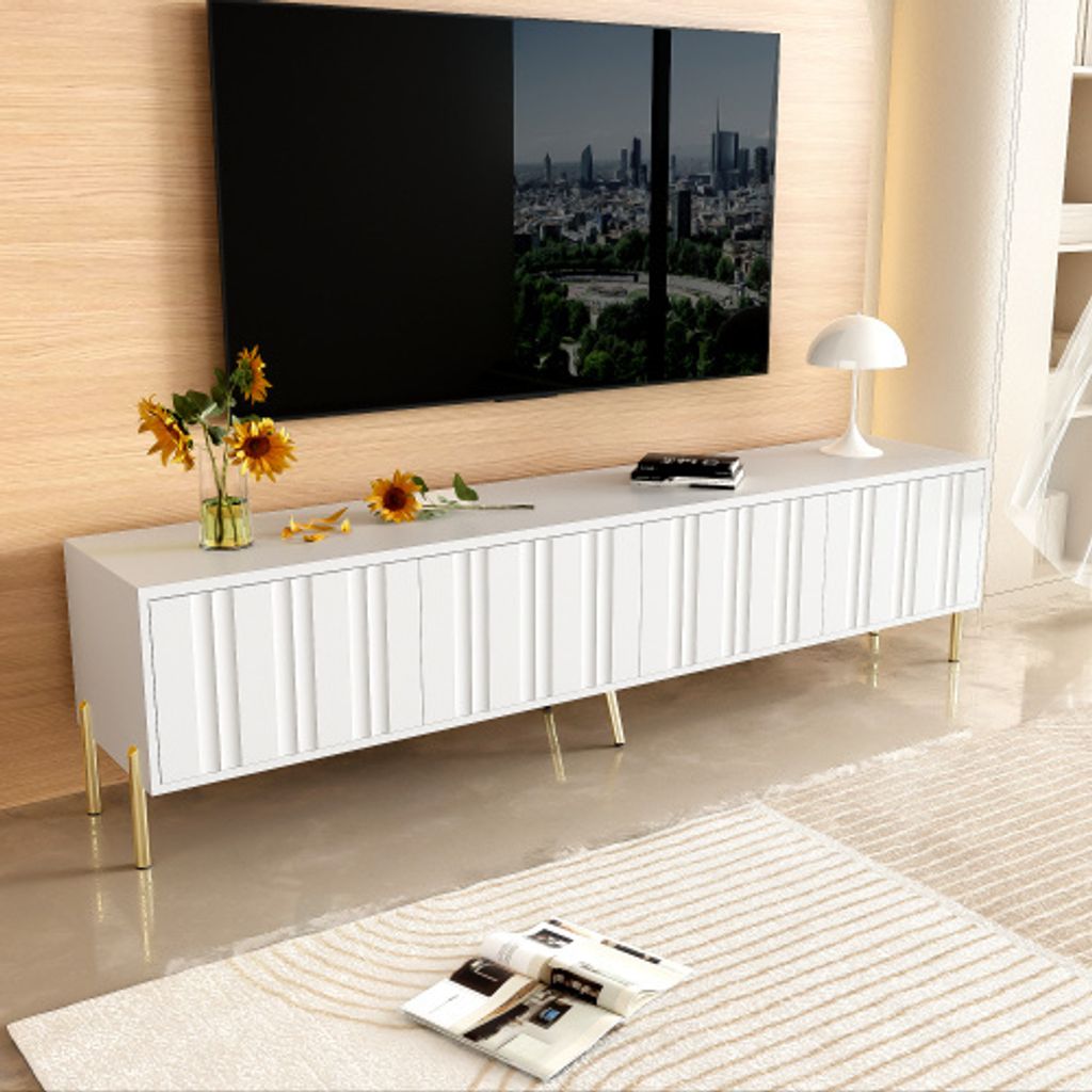 okwish TV-Schrank TV-Lowboard, 190*38*48cm, Fernsehtisch Wohnzimmerschränke Hängeschrank für Wohnzimmer, weiß