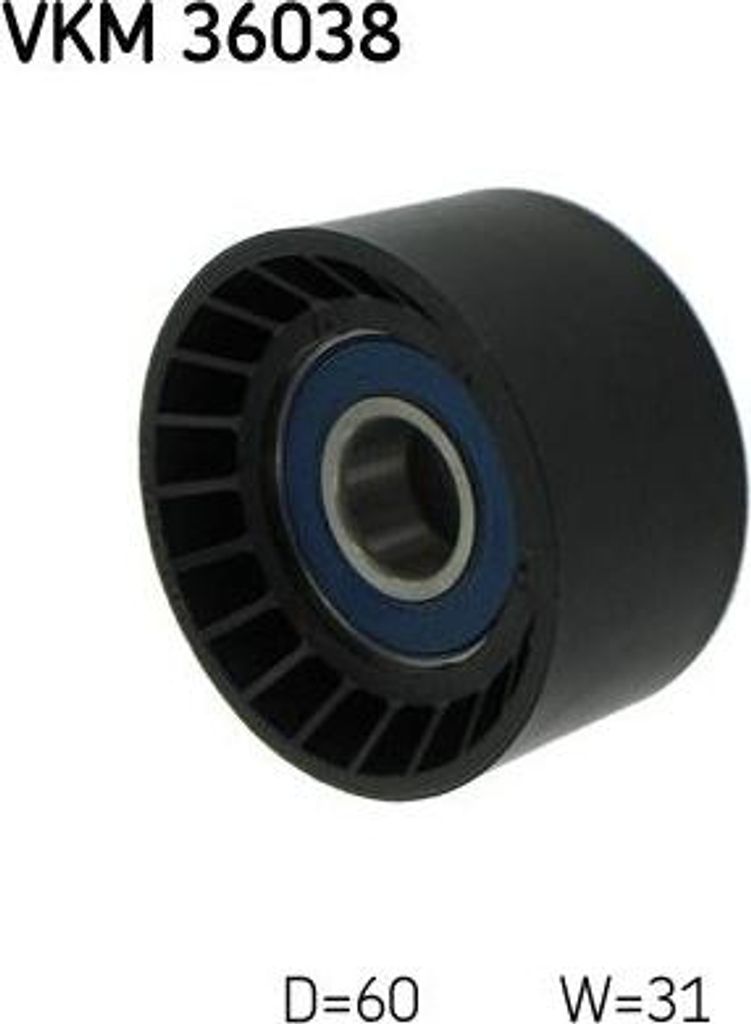 SKF VKM 36038 Umlenk-/Führungsrolle, Keilrippenriemen OE MW31303117 kompatibel mit Interstar, Primastar, Primera, Movano, Vivaro, Avantime, Espace...