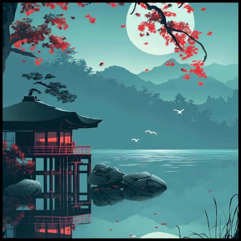 Plakat 90x90cm Japanisches Pavilion