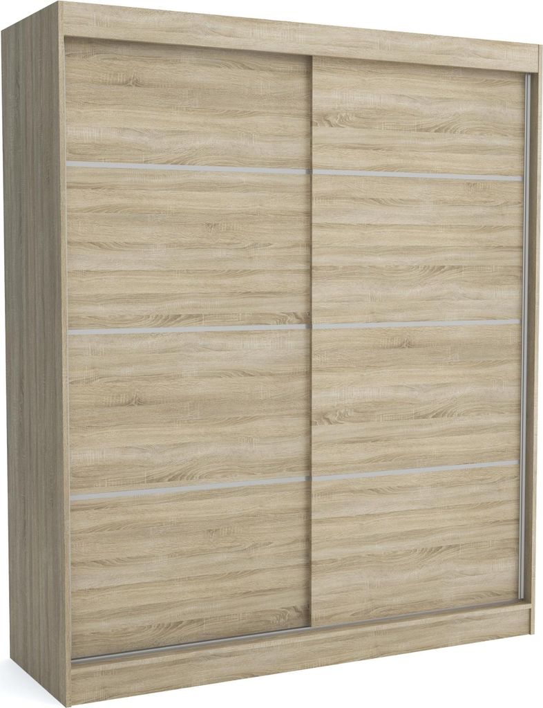Kleiderschrank ROB SONOMA 180x60x215 cm – Schiebetüren, Kleiderstange & Regalböden – Moderner Schrank für Schlafzimmer oder Ankleidezimmer,
