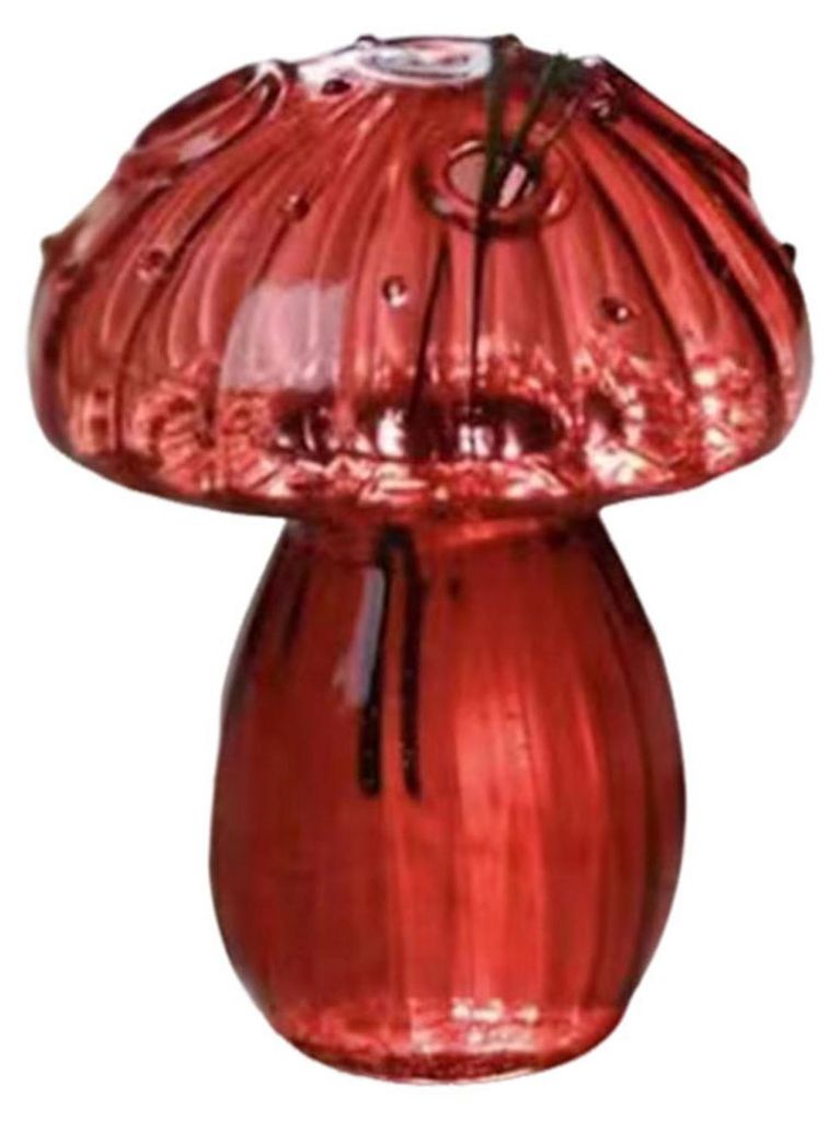 Mini-Pilzvase, farbenfrohe, transparente Glasvase für Hydrokultur, Blumenvase, Heimdekoration B