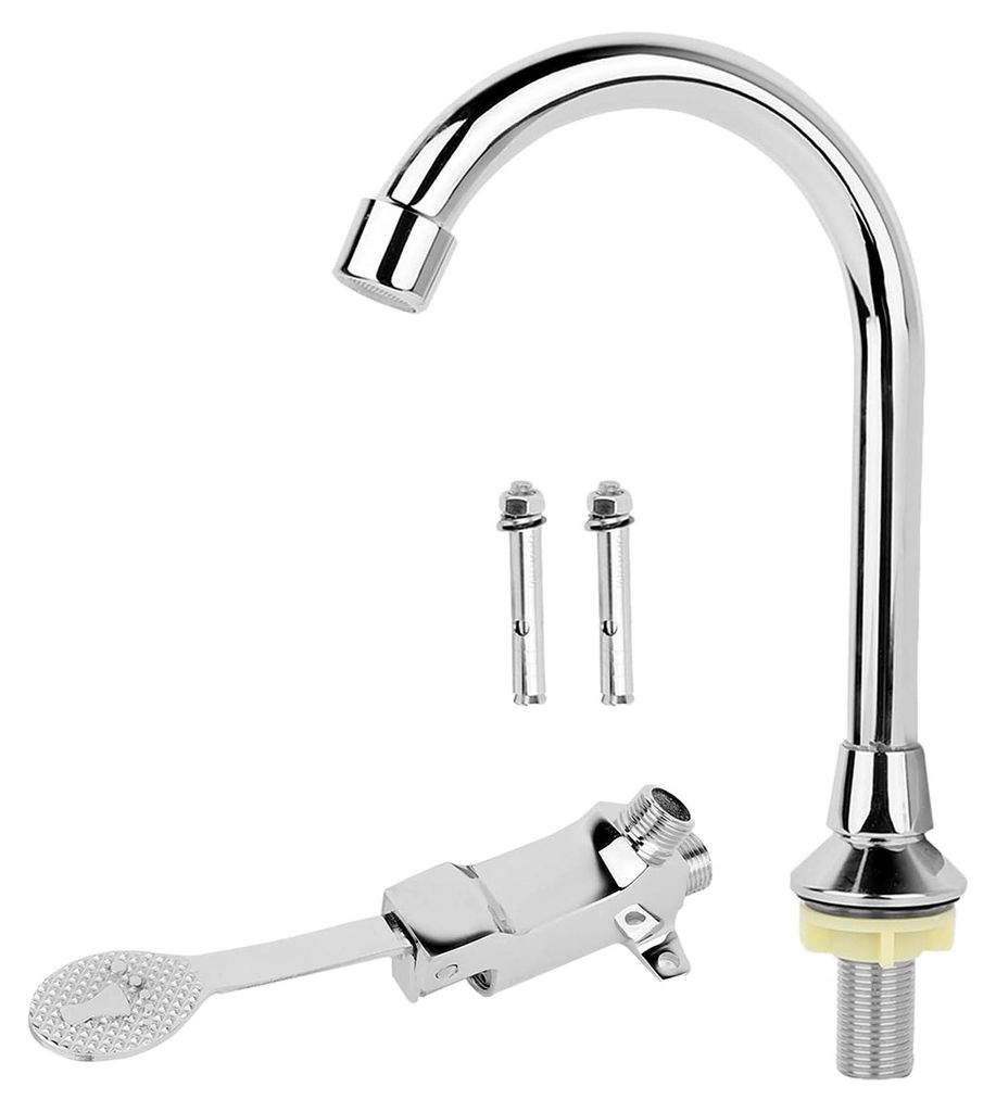 Fußpedal Wasserhahn mit G1/2" Gewinde für Waschtischarmaturen, Heiß-Kalt Pedal Wasserhahn Set für Waschbecken, Badezimmer, Labor, Medizin