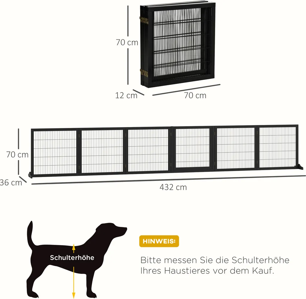 Barrière de Sécurité Grand Chien 432 cm Grille de Protection Modulable
