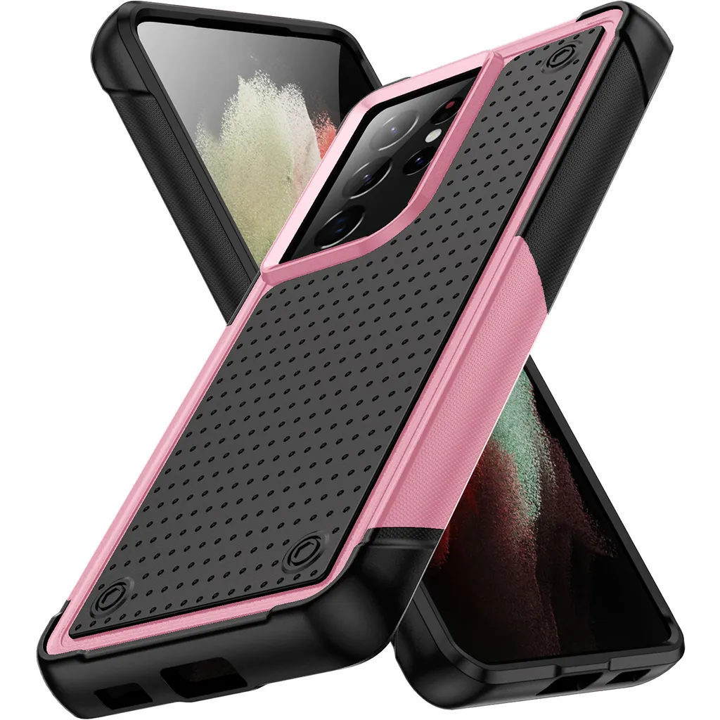 Cover Antiurto Samsung S21 Ultra 5G Rosa Nero - Shockproof 2in1