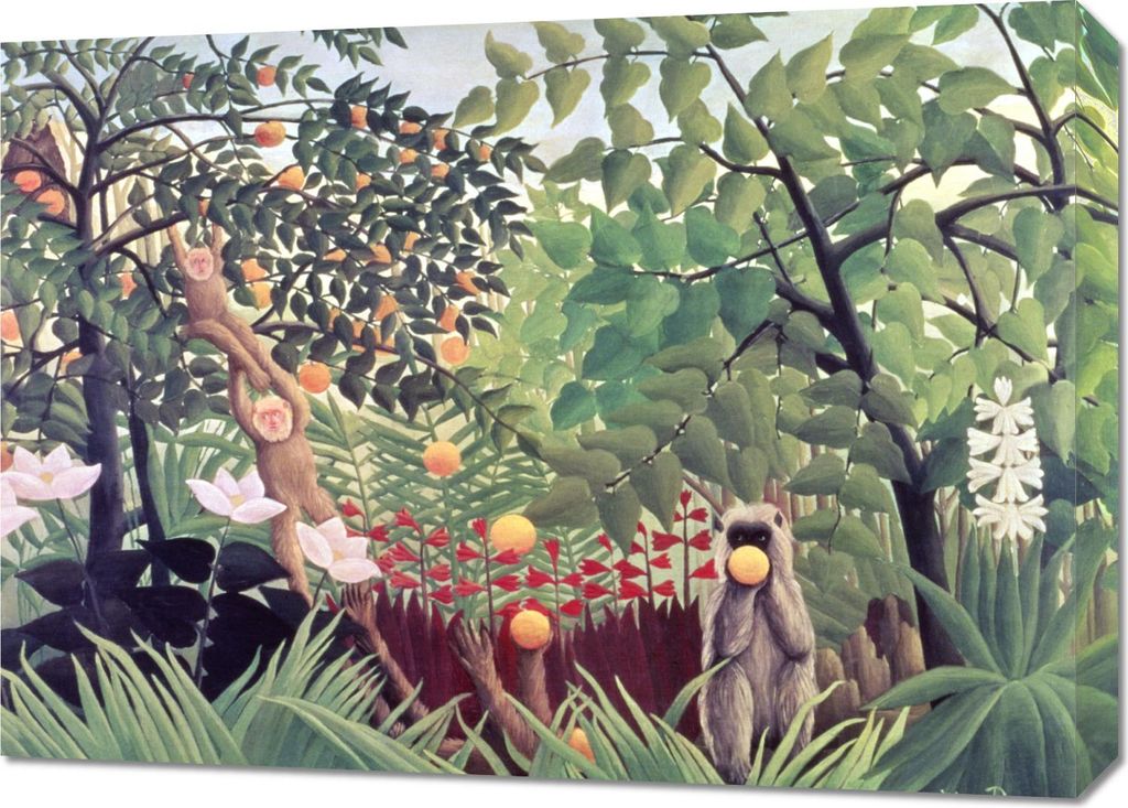 Bild 70x50cm Exotische Landschaft, Rousseau Vintage für das Wohnzimmer